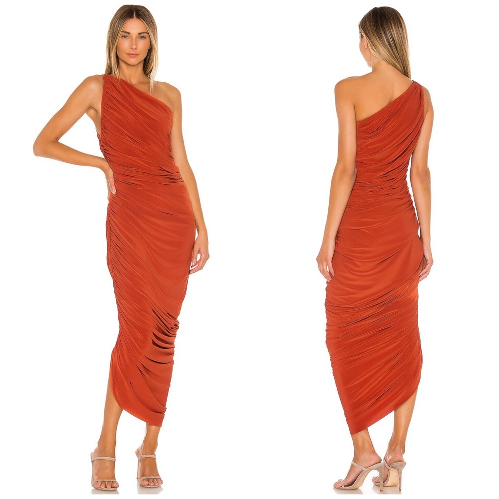 NORMA KAMALI Diana One Shoulder Ruched Gown - Cinnamon